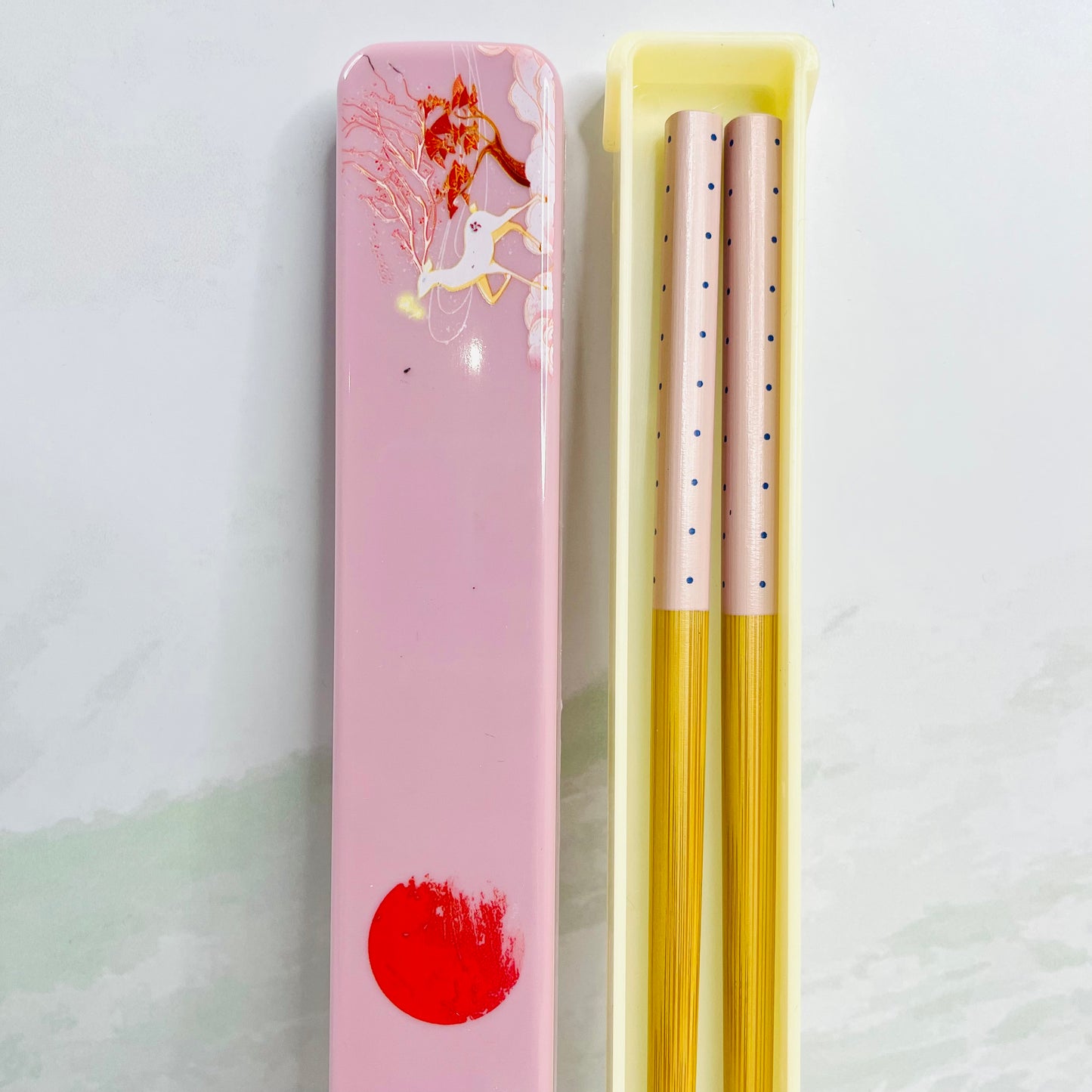 Set de palillos de bambú rosado