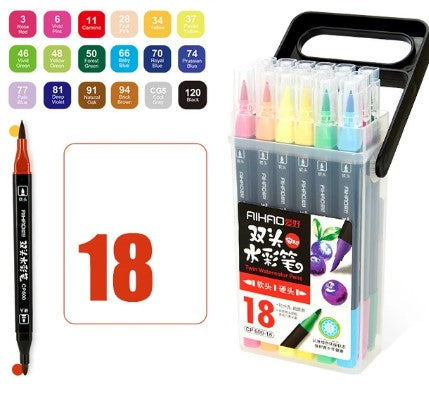 Dual Brush Watrecolor Pen Set 18 colors