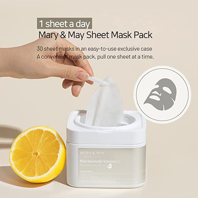 Mary&May - (30pcs) Niacinanide Vitamin C Brightening Mask