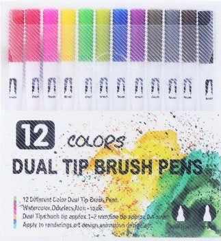 Dual Tip Brush Pen 12 colors