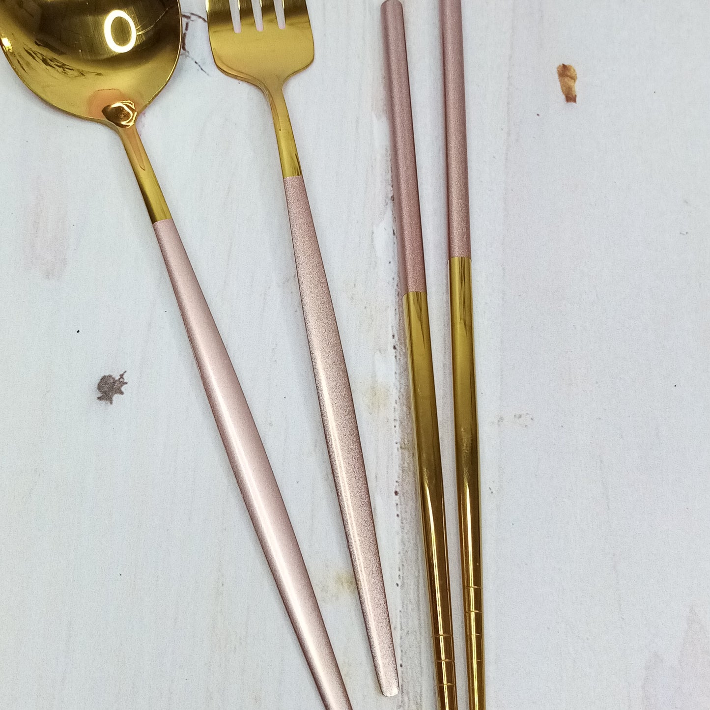 Set de Palillos Dorado&Rosado (escarchado)