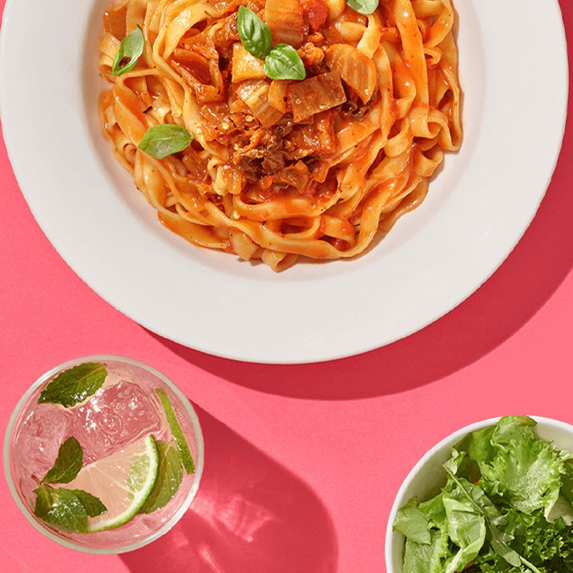 Samyang - Tangle Korean-Inspired Fettuccine with Kimchi in creamy tomato sauce