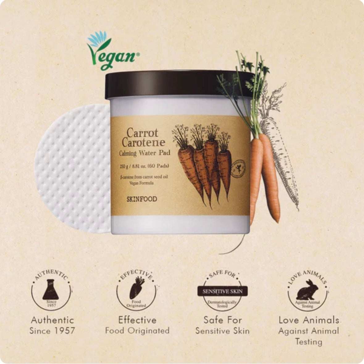 SKINFOOD - Carrot Carotene Calming Water Pad 60EA