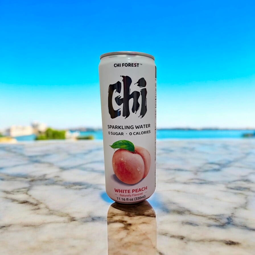 Genki Sparkling Water Peach Flavor can