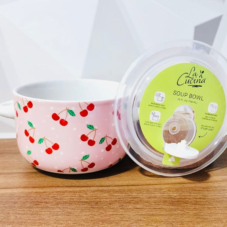 Ceramic Bowl with Cherry Print 🍒