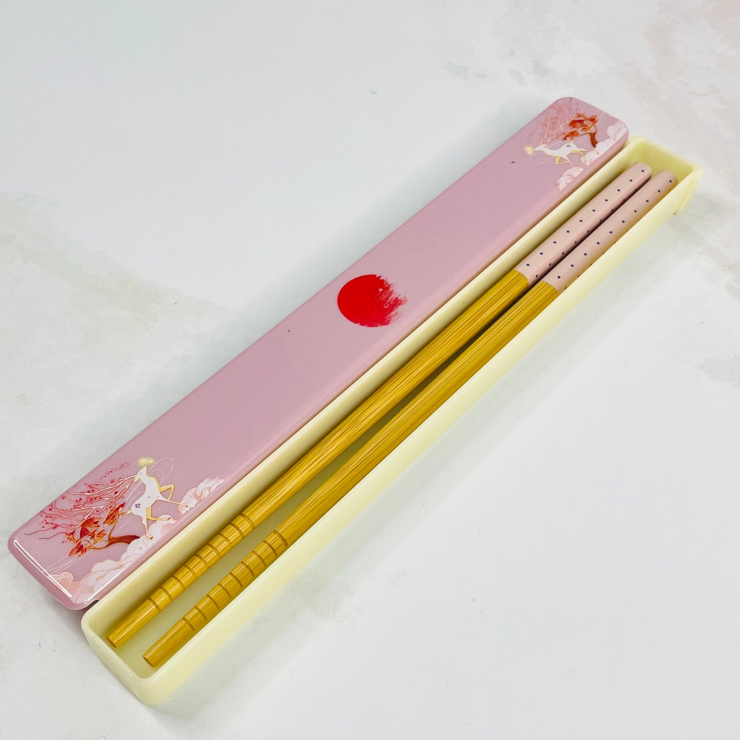 Set de palillos de bambú rosado