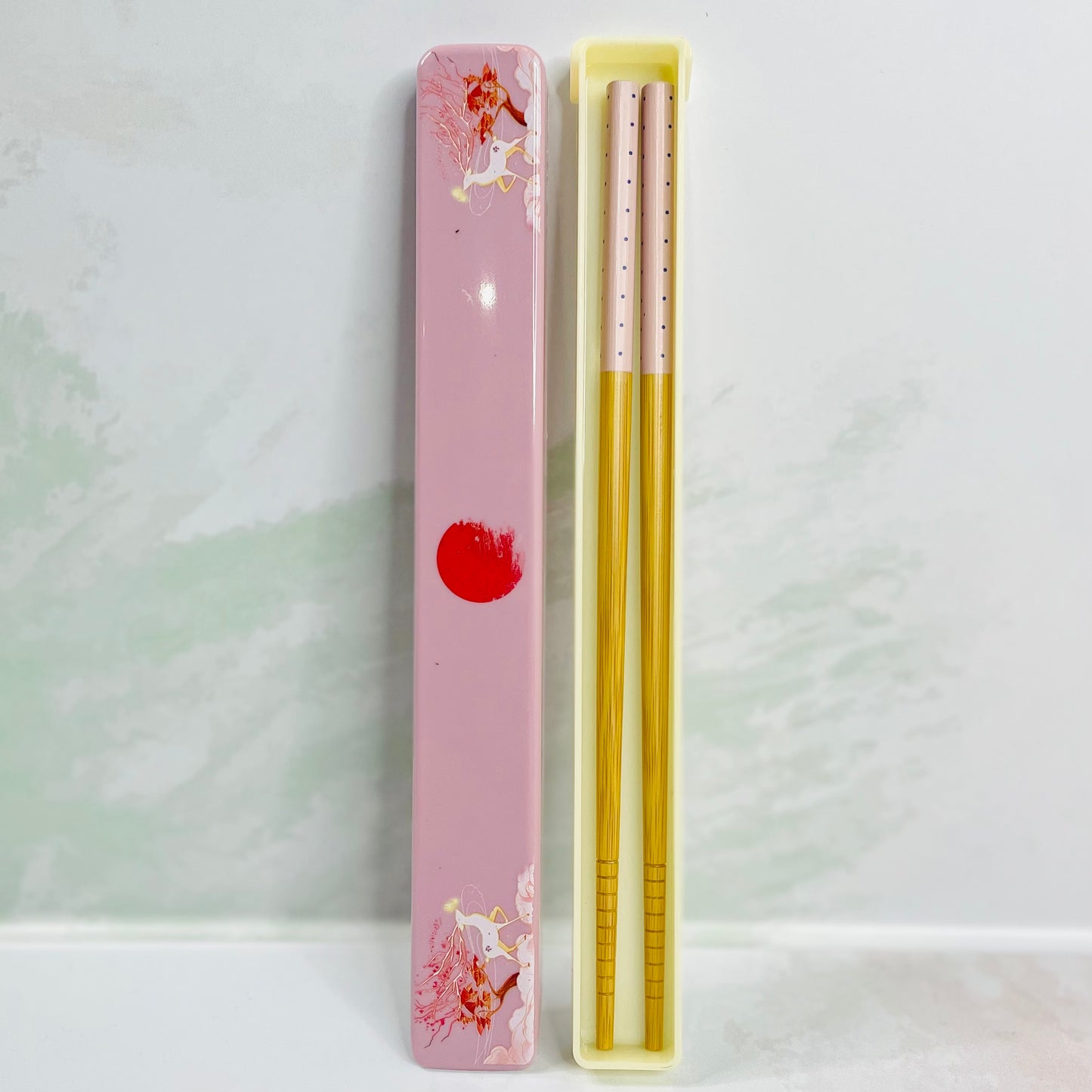 Set de palillos de bambú rosado