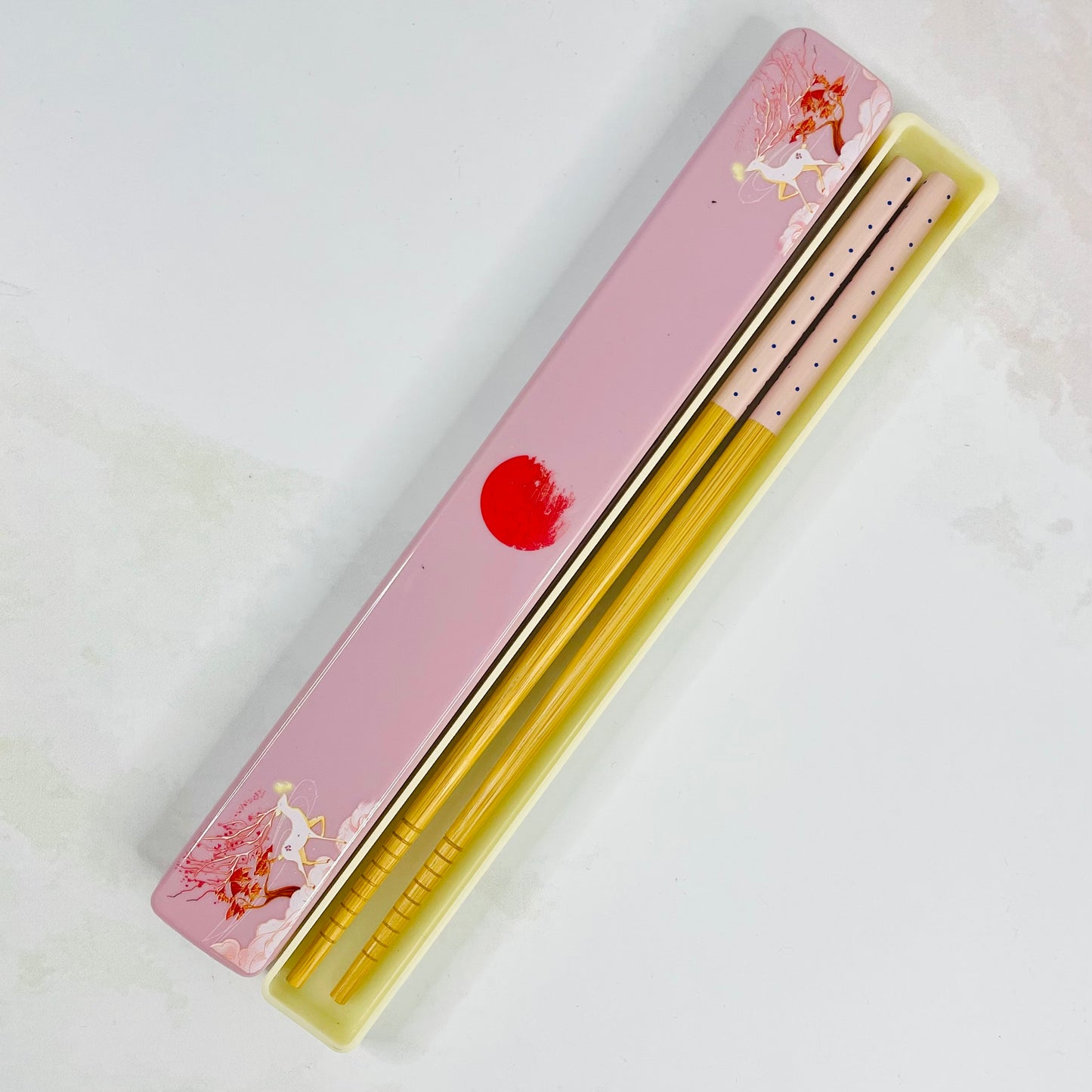 Set de palillos de bambú rosado
