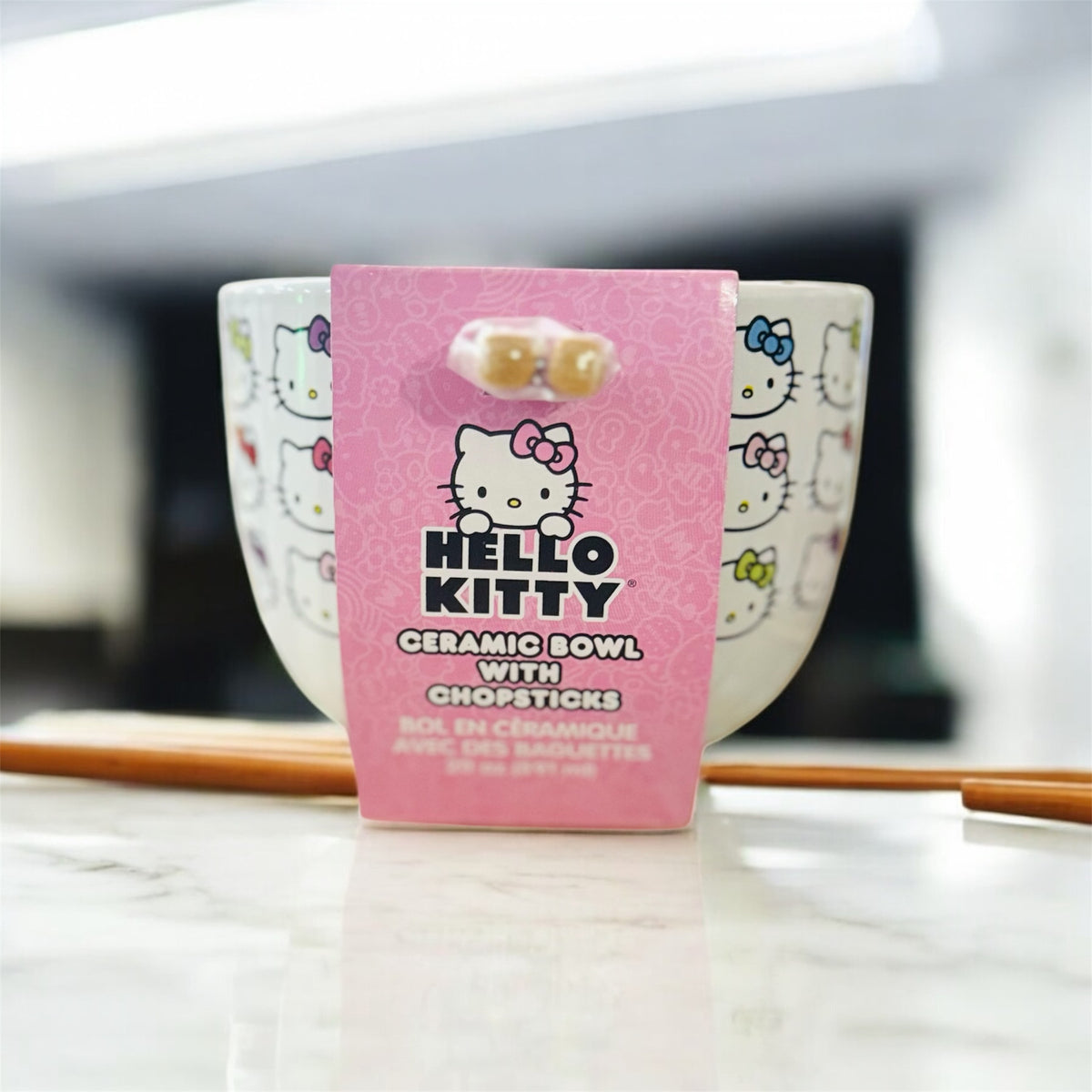 Hello Kitty Ceramic Bowl with Chopsticks