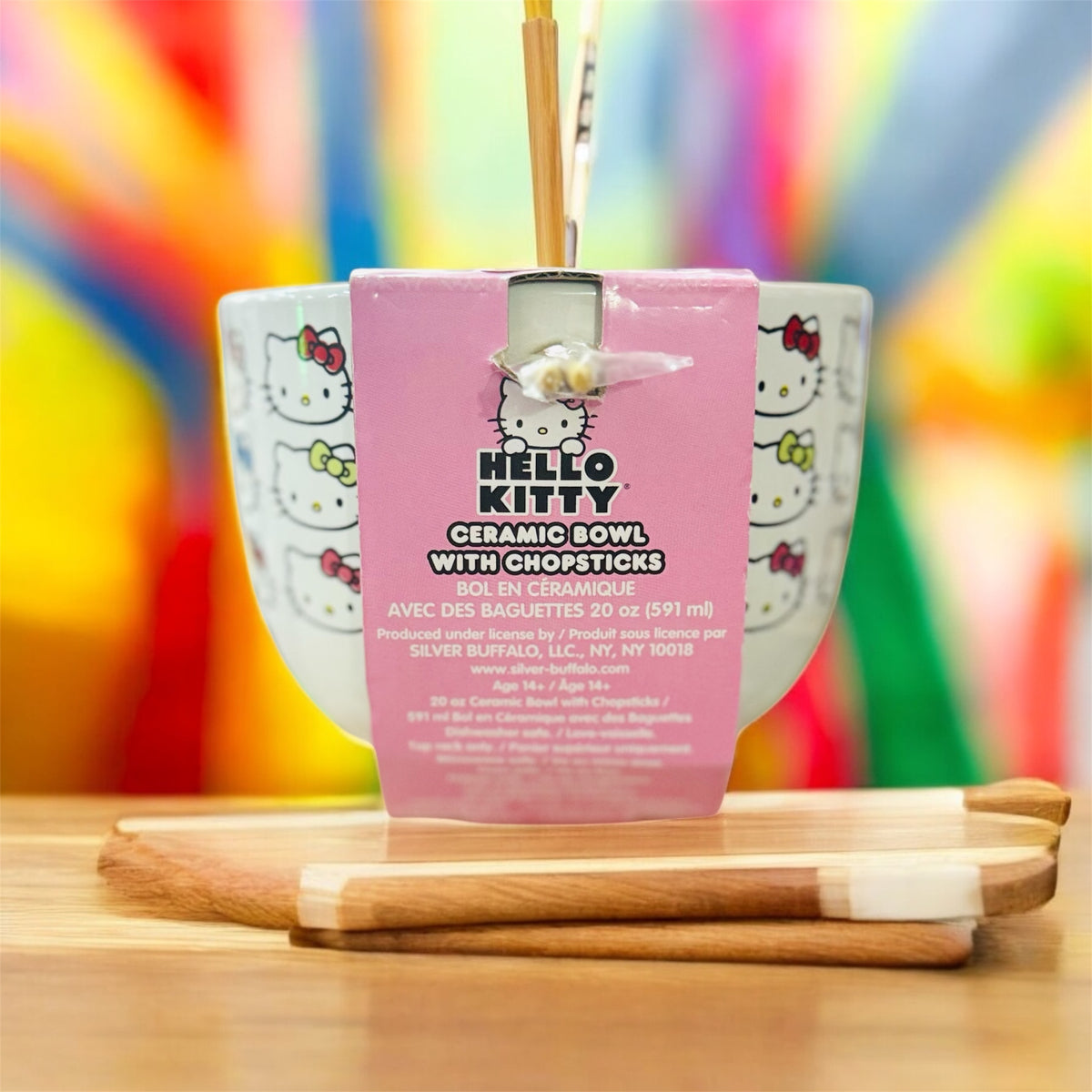 Hello Kitty Ceramic Bowl with Chopsticks
