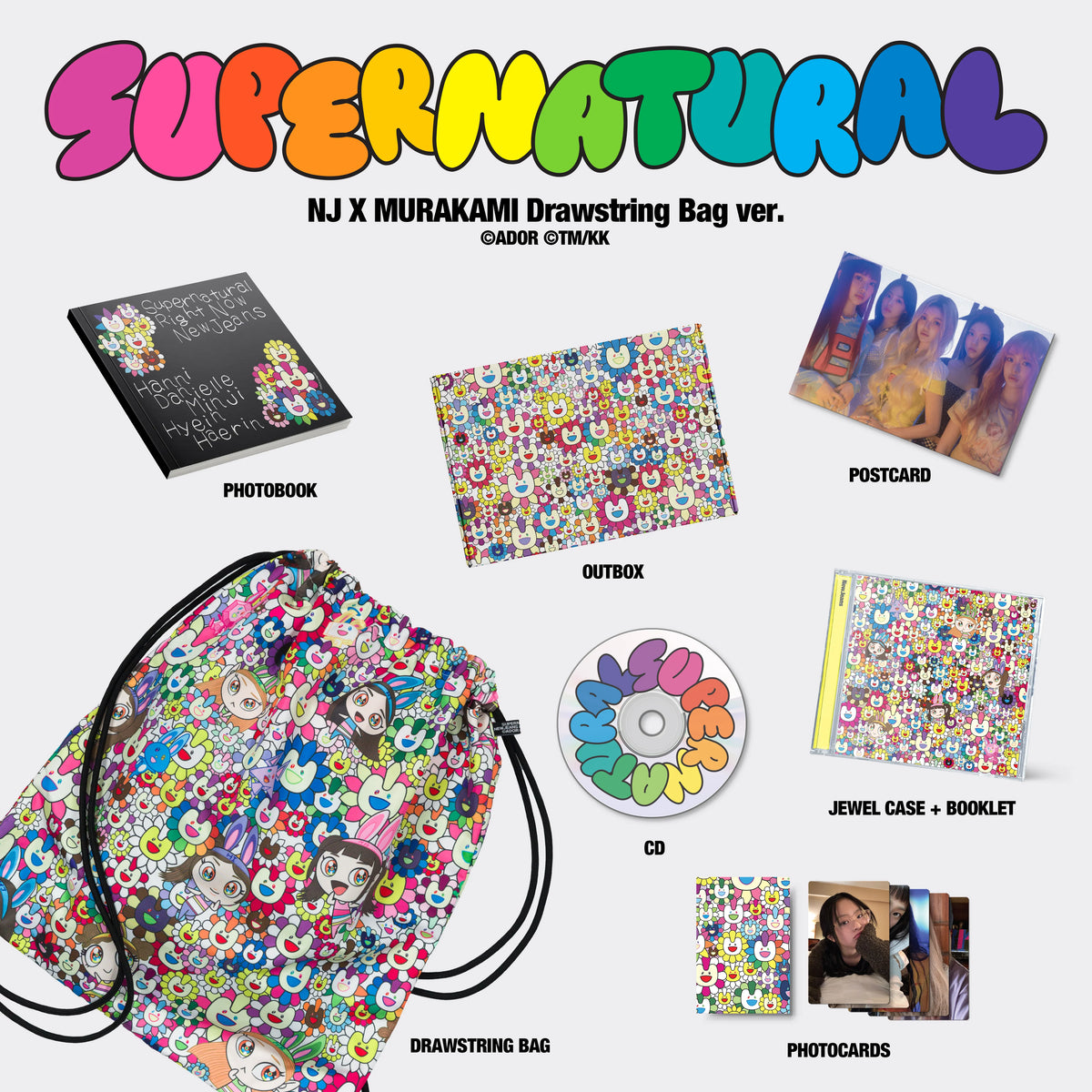 NewJeans - Japan Double Single [Supernatural] (NJ X MURAKAMI Drawstring Bag Ver.)