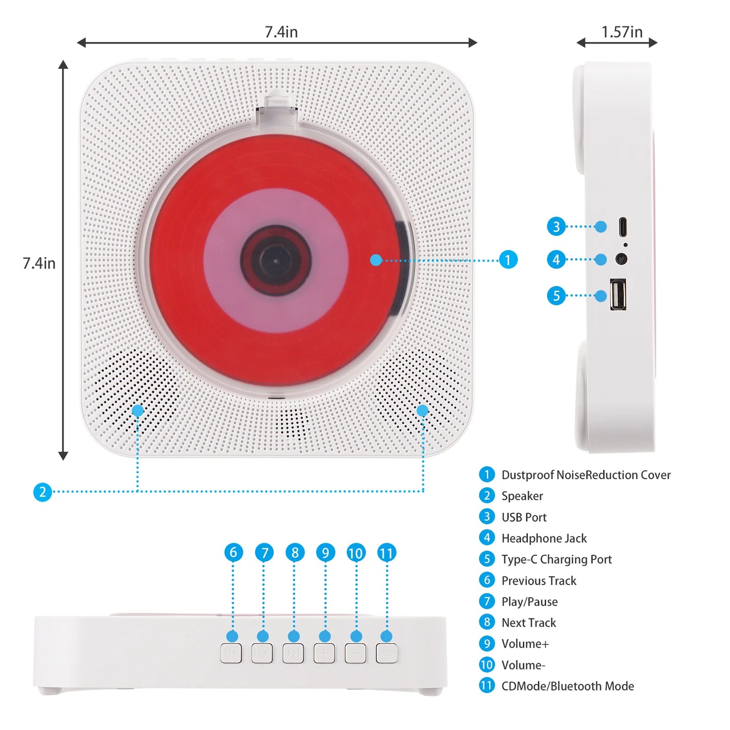 Yintiny - CD Player (white) 🤍