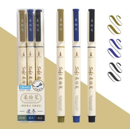 Jianwu - Soft Pen Set 3 color (brown, blue, black)
