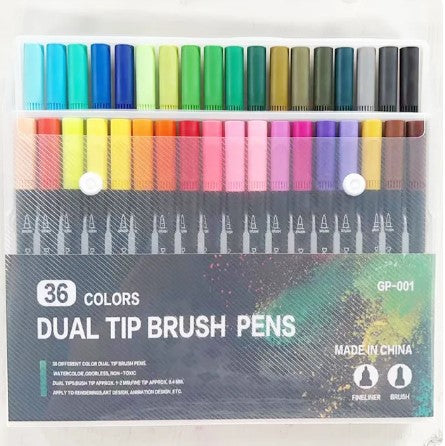 Dual Tip Brush Pen 36 watercolors