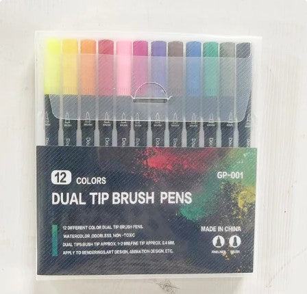 Dual Tip Brush Pen 12 watercolors