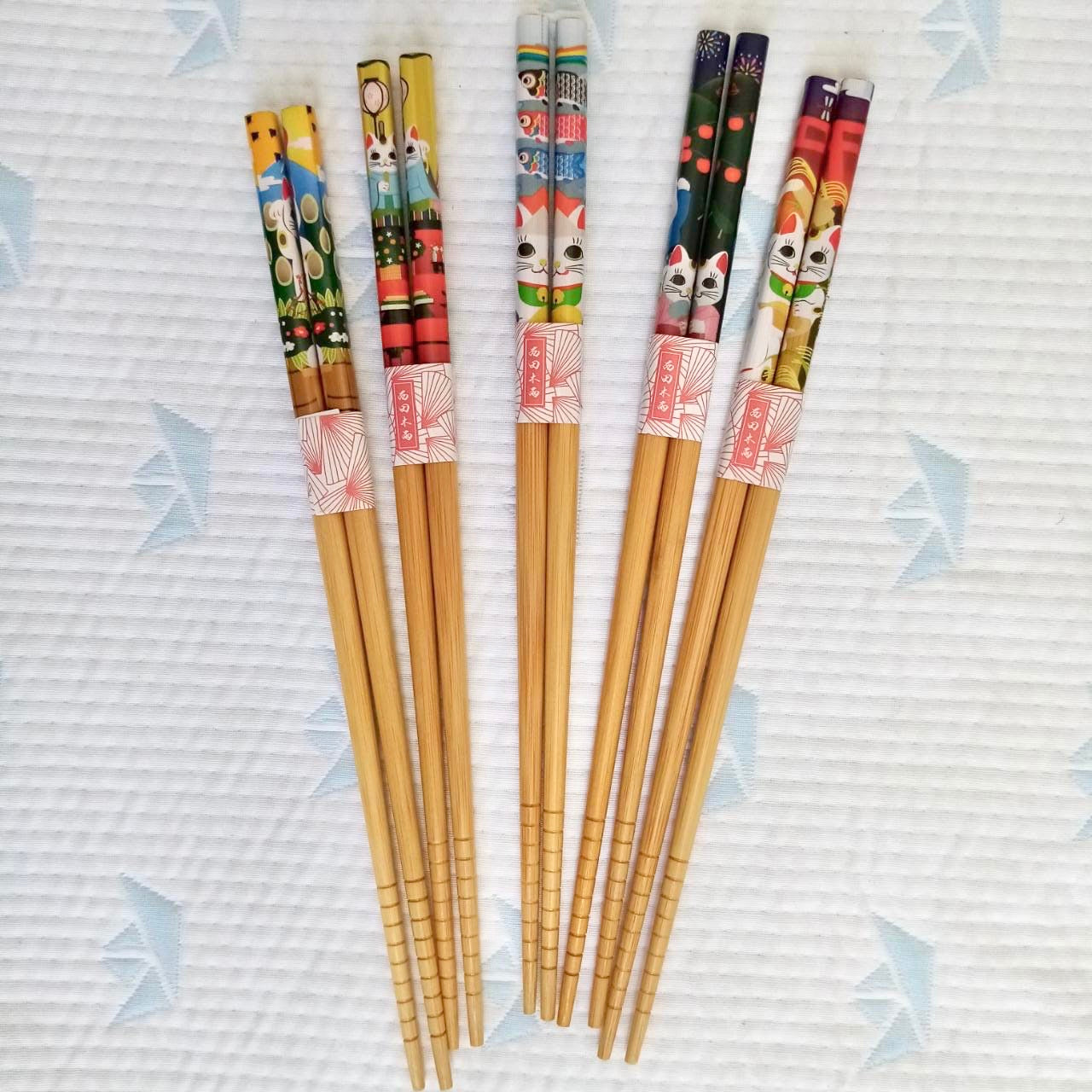 Palillos de bamboo (neko-kawaii) c/Par